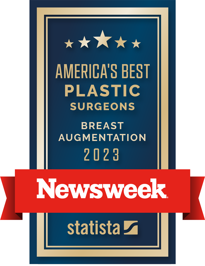 Newsweek Plastic Surgeons 2023 Logo Breast Augmentation Basic